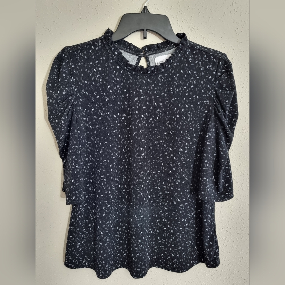 Rack Nordstrom women's  blouse  black floral printed Size M